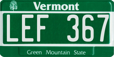 VT license plate LEF367