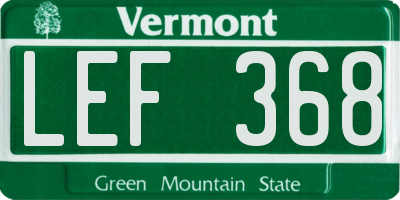 VT license plate LEF368