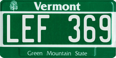 VT license plate LEF369