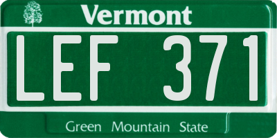 VT license plate LEF371