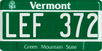 VT license plate LEF372