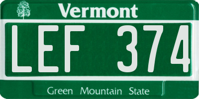 VT license plate LEF374