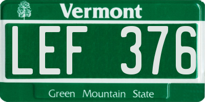 VT license plate LEF376