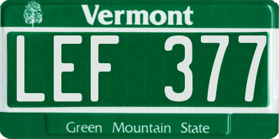 VT license plate LEF377
