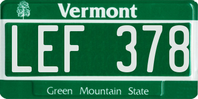 VT license plate LEF378
