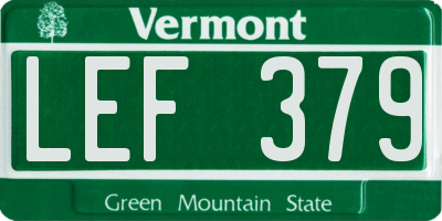 VT license plate LEF379