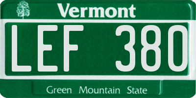 VT license plate LEF380