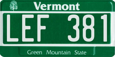 VT license plate LEF381