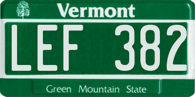 VT license plate LEF382