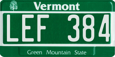 VT license plate LEF384