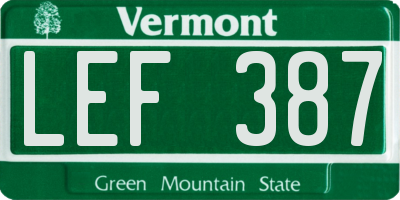 VT license plate LEF387
