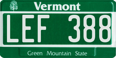 VT license plate LEF388