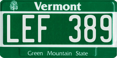 VT license plate LEF389