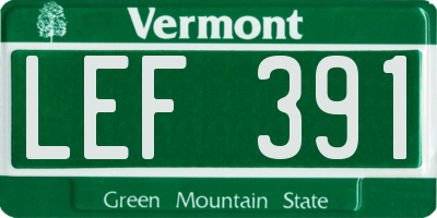 VT license plate LEF391