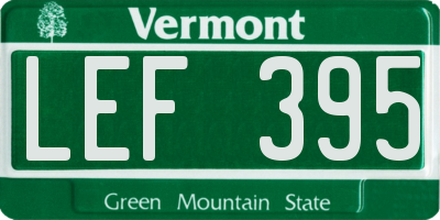 VT license plate LEF395