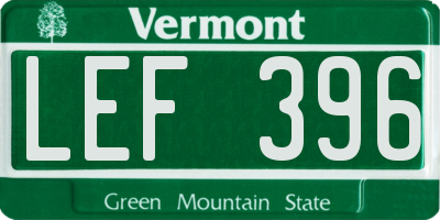VT license plate LEF396