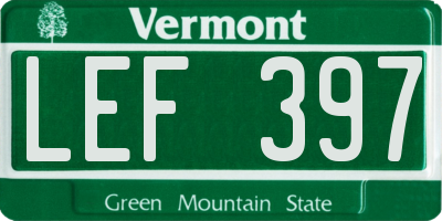 VT license plate LEF397