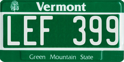 VT license plate LEF399