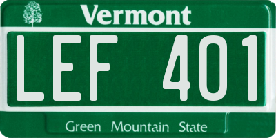 VT license plate LEF401