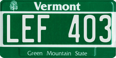 VT license plate LEF403