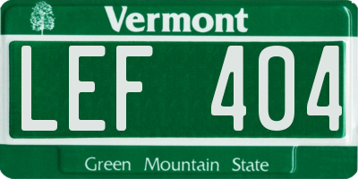 VT license plate LEF404