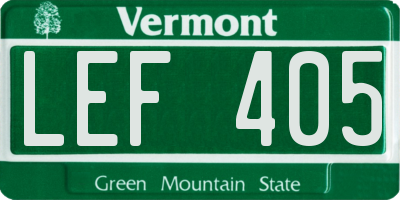VT license plate LEF405