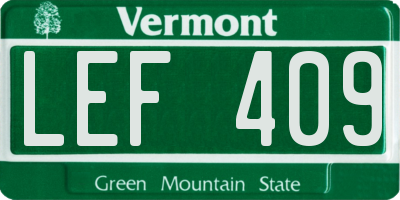 VT license plate LEF409