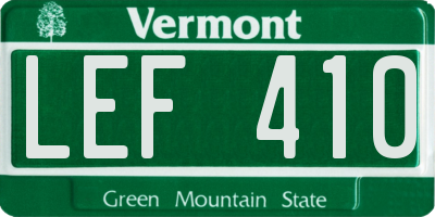 VT license plate LEF410
