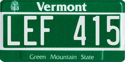 VT license plate LEF415