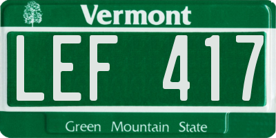 VT license plate LEF417