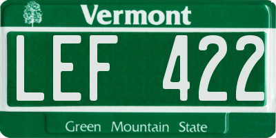 VT license plate LEF422