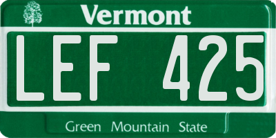 VT license plate LEF425