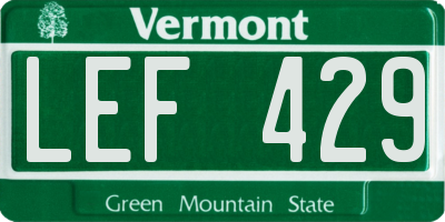 VT license plate LEF429