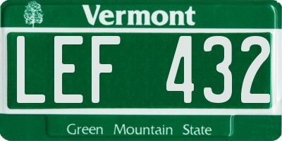 VT license plate LEF432
