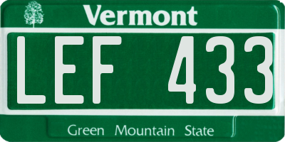VT license plate LEF433