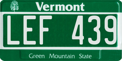 VT license plate LEF439