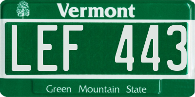VT license plate LEF443