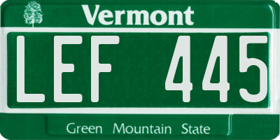 VT license plate LEF445