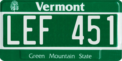 VT license plate LEF451