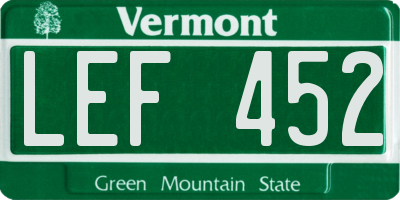 VT license plate LEF452