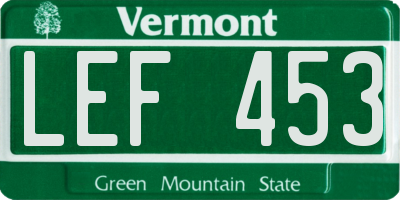 VT license plate LEF453