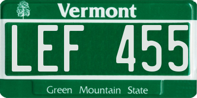 VT license plate LEF455