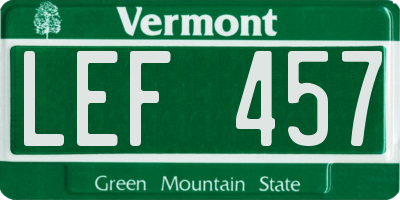 VT license plate LEF457