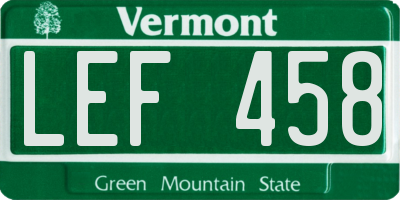 VT license plate LEF458