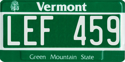 VT license plate LEF459