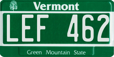 VT license plate LEF462