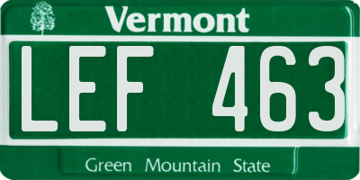 VT license plate LEF463