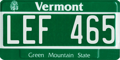 VT license plate LEF465