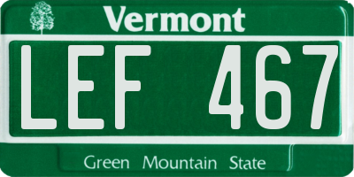 VT license plate LEF467