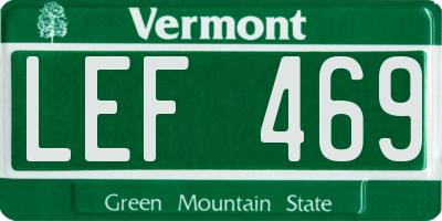 VT license plate LEF469